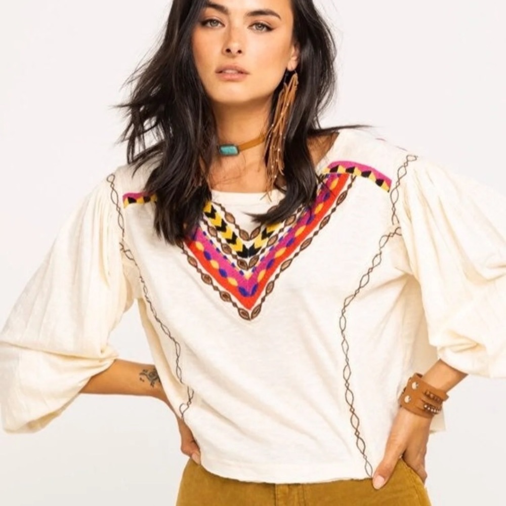 Free People Embroidered Top